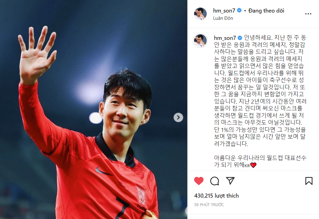 CHÍNH THỨC Son Heung min xác nhận tham dự World Cup 2022