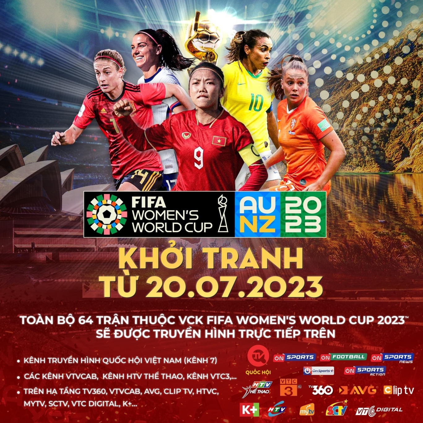 Xem trực tiếp World Cup nữ 2023 ở đâu, kênh nào?