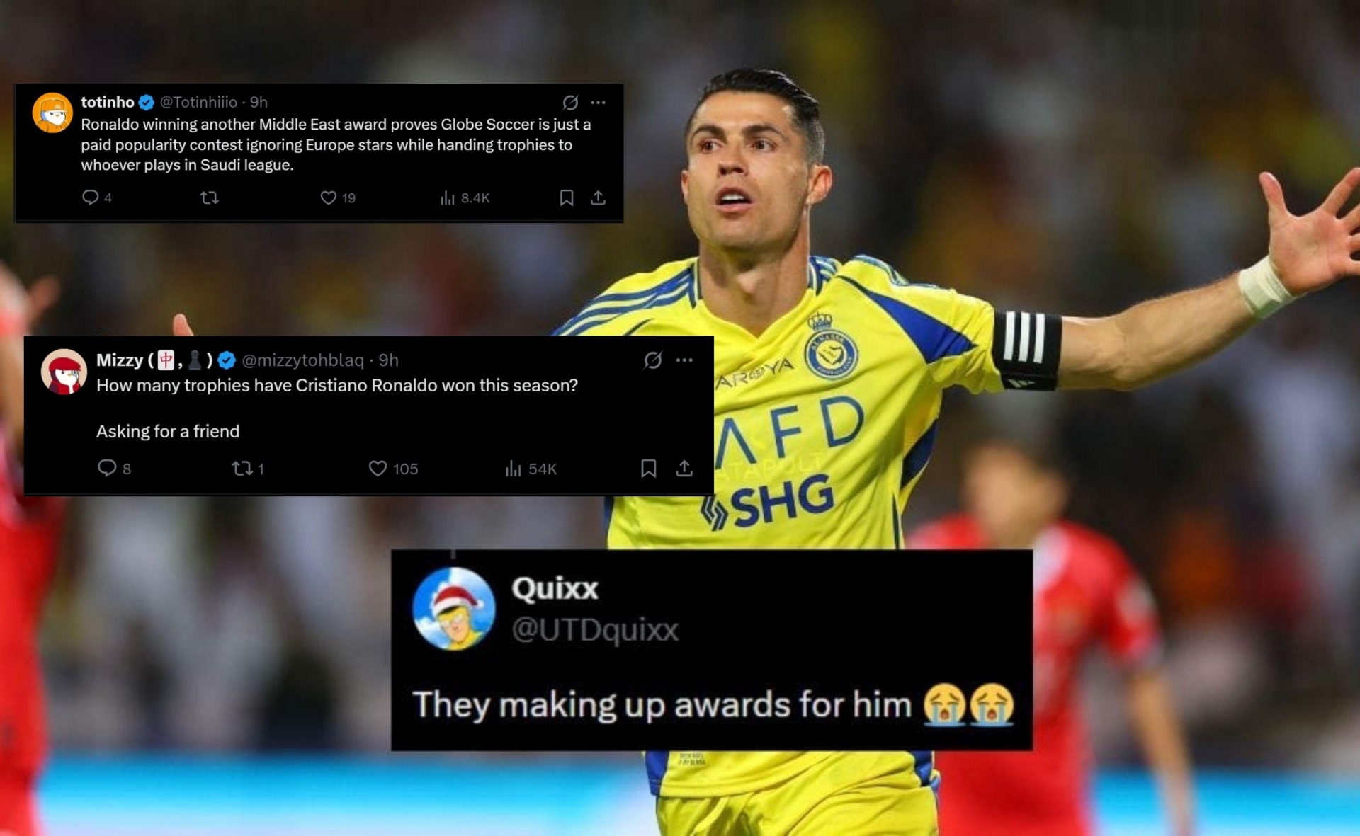 Ronaldo bị cho là không xứng giành Quả bóng vàng Dubai
