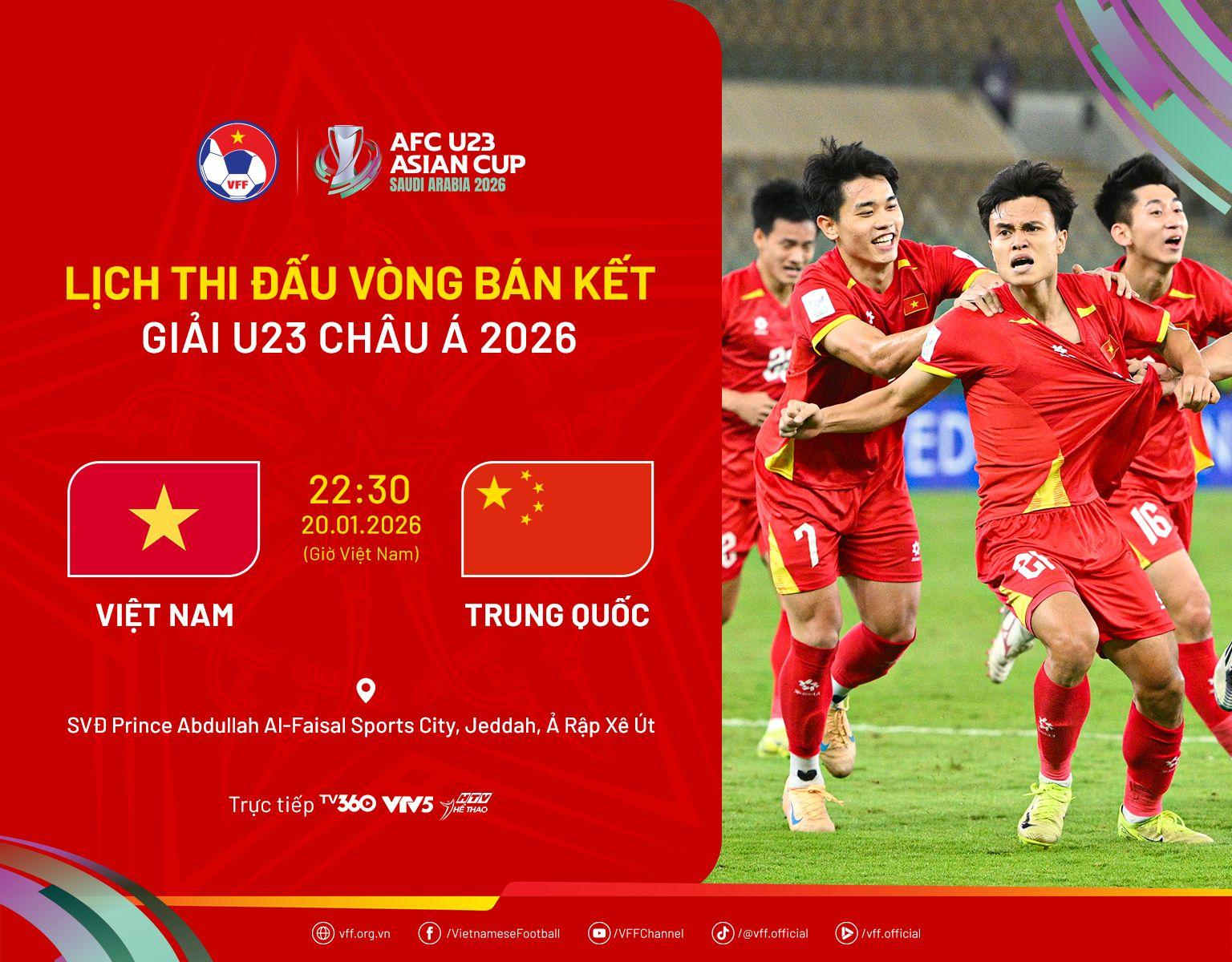 VTV5, VTV6 trực tiếp bóng đá U23 Việt Nam vs Trung Quốc hôm nay 20/1