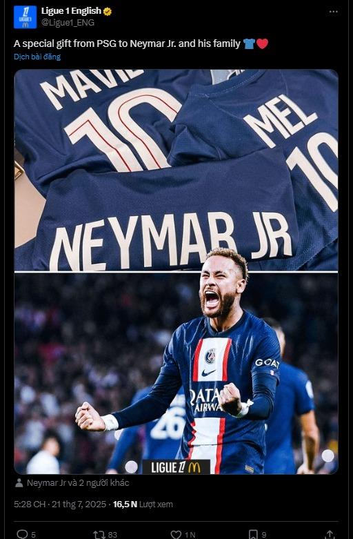 Neymar nhận quà từ PSG nhân dịp đặc biệt 669583