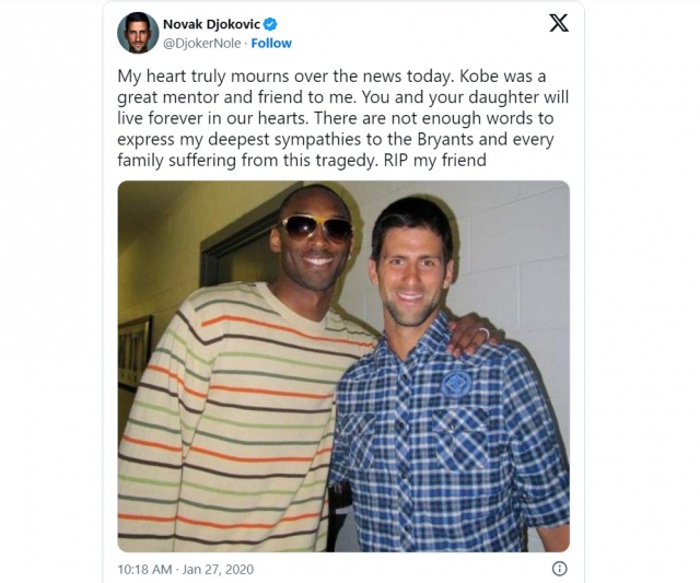 Djokovic tri ân cố huyền thoại bóng rổ sau chức vô địch US Open 2023 324924