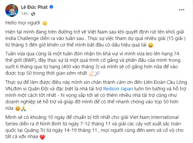 Vừa tăng 10 bậc, Lê Đức Phát gây bất ngờ khi bỏ giải Ấn Độ 347864