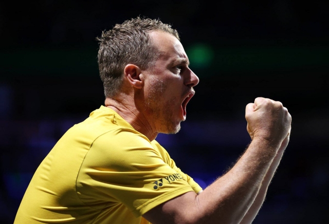 Đội trưởng Lleyton Hewitt (Úc) trong trận đấu giữa Úc và Cộng hòa Séc tại tứ kết giải quần vợt đồng đội nam Davis Cup Finals 2023