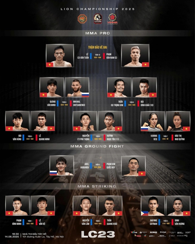 Trực tiếp LION Championship 23: Phạm Văn Nam vs Lê Văn Tuần, 19h00 hôm nay 14/6 649922