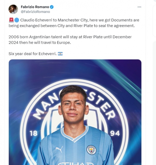 Manchester City chốt bản hợp đồng đầu tiên vào năm 2024 382428