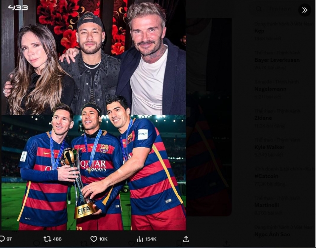 Neymar gặp gỡ Beckham, bộ ba MSN sắp tái hợp tại Inter Miami? 432504