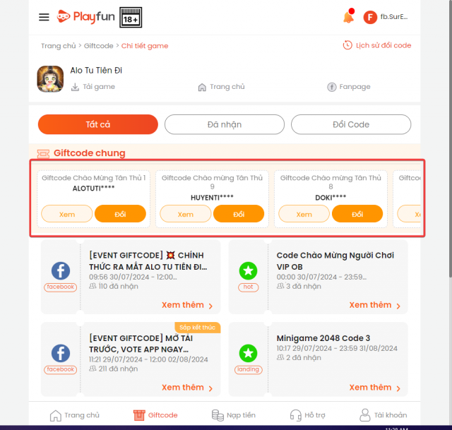 Code Alo Tu Tiên Đi mới nhất và cách nhập 505650