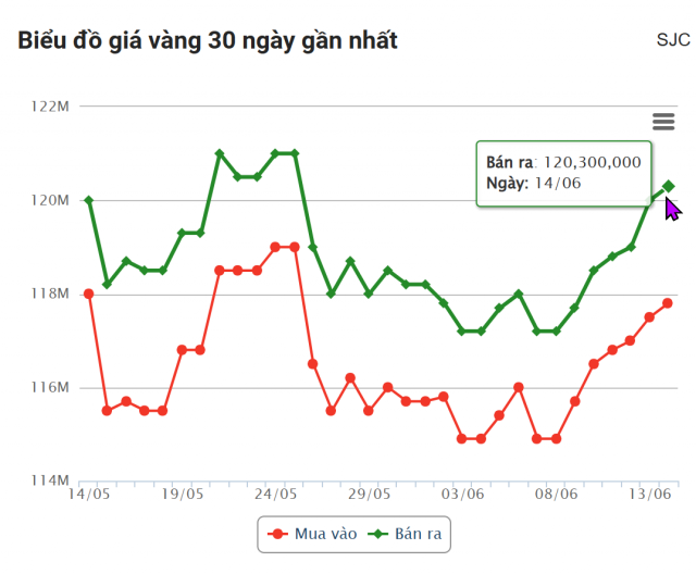Giá vàng hôm nay sáng 14/6: Tăng vọt như 'tên lửa' 649816