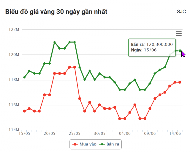 Giá vàng hôm nay chiều 15/6: SJC cao nhất kể từ đầu tháng 650257