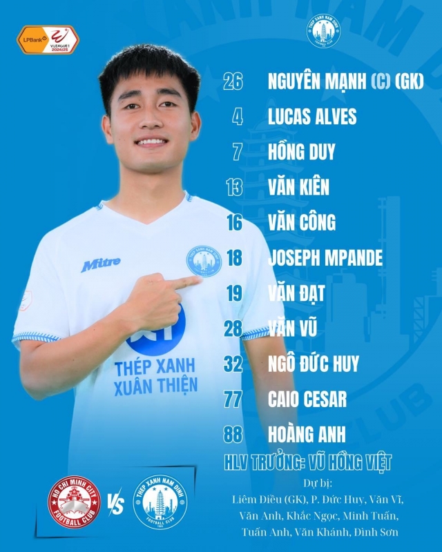 Trực tiếp TPHCM vs Nam Định, 19h15 hôm nay 11/11 555236