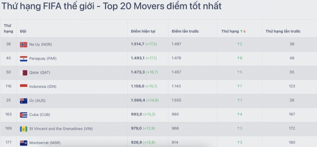 Indonesia bất ngờ lọt top 4 thế giới ở BXH FIFA đặc biệt 646086