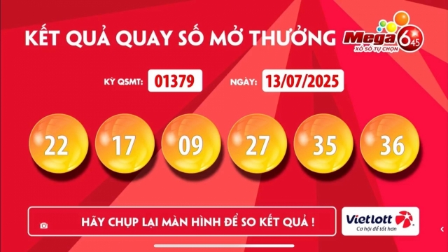 Vietlott 13/7/2025 - Kết quả xổ số Vietlott Mega 6/45 ngày 13/7/2025 664872