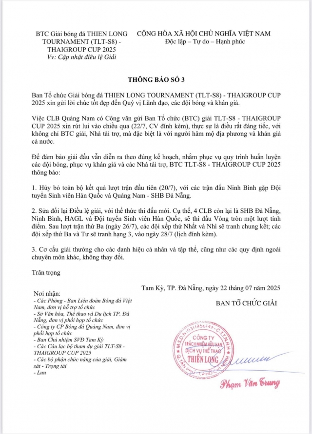 CLB Quảng Nam chính thức bỏ giải, 2 trận đấu bị hủy kết quả 670557