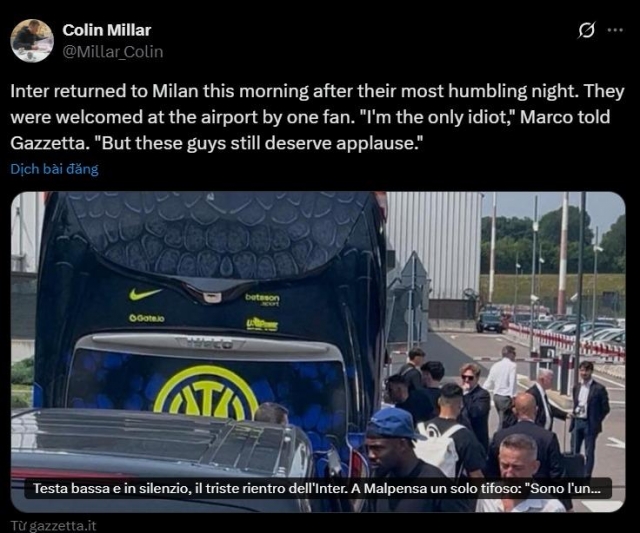 Bài đăng của một cổ động viên Inter