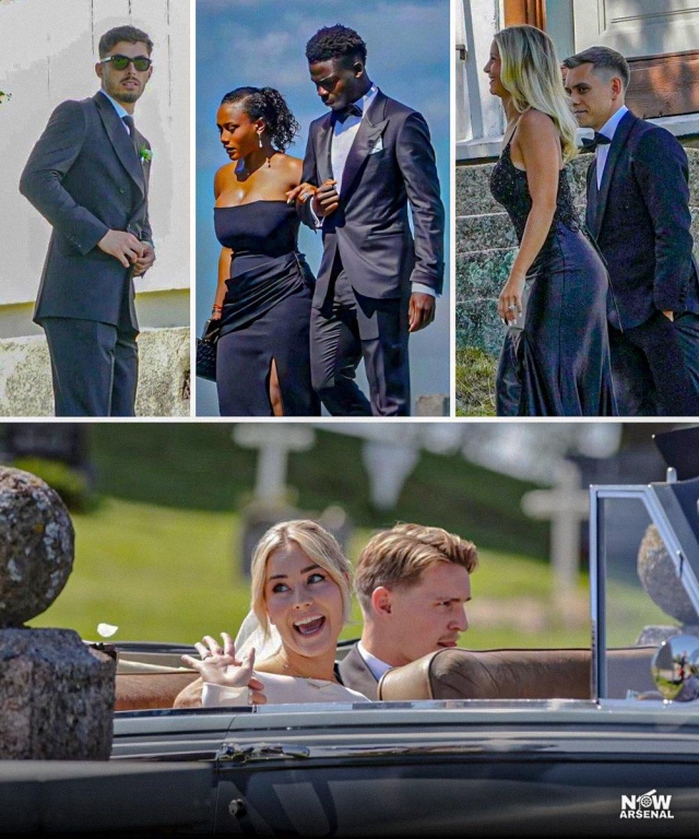 Các đồng đội Arsenal đến dự đám cưới của Odergaard (nguồn ảnh: Now Arsenal)