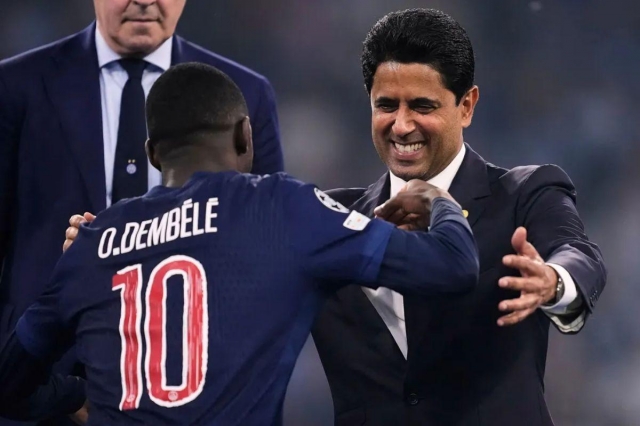 Chủ tịch PSG, Nasser Al-KhelaïfI, đã lên tiếng bảo vệ chiến dịch tranh QBV của Dembele (Ảnh: France Bleu).