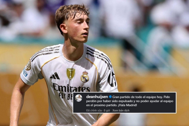 Dean Huijsen công khai xin lỗi sau khi nhận thẻ đỏ (Ảnh: Managing Madrid).