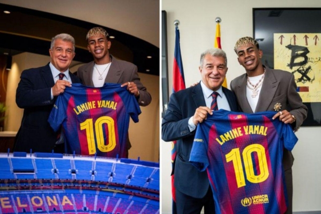 Yamal không cảm thấy áp lực khi khoác chiếc áo số 10 huyền thoại (Ảnh: Sempre Barca).