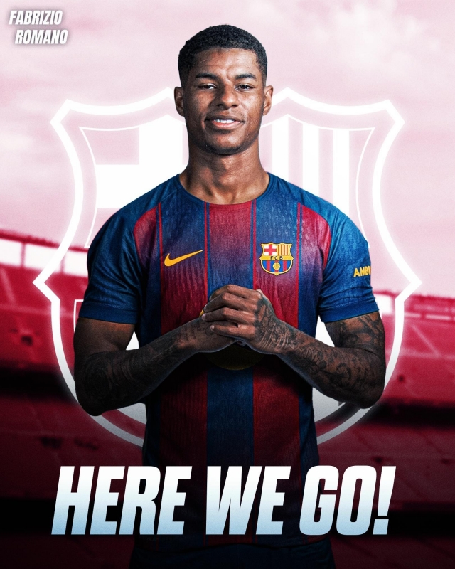 Marcus Rashford gia nhập Barcelona theo dạng cho mượn (Ảnh: Fabrizio Romano).