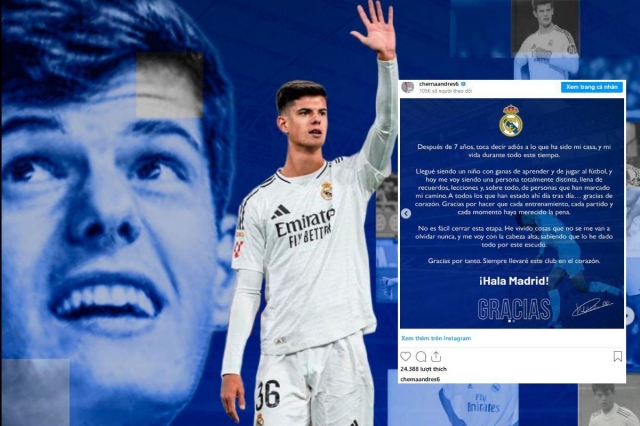 Chema Andres nói lời chia tay Real Madrid bằng thông điệp đầy xúc động (Ảnh: Instagram).