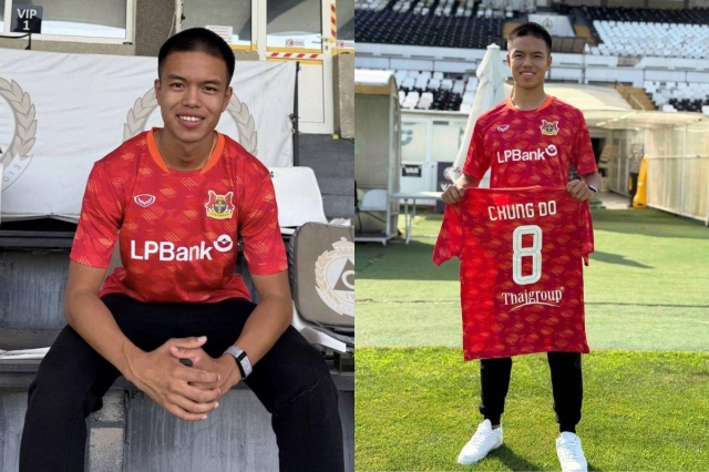 CLB Ninh Bình ra mắt tiền vệ Việt kiều Đỗ Chung Nguyên từ Slavia Sofia (Ảnh: Ninh Bình FC).