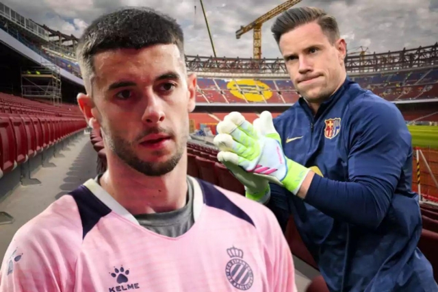 Ter Stegen nguy cơ mất suất bắt chính vào tay tân binh Joan Garcia (Ảnh: Madrid-Barcelona).