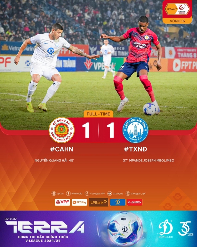 Quang Hải ghi bàn, CAHN níu chân Nam Định ở cuộc đua vô địch 602187