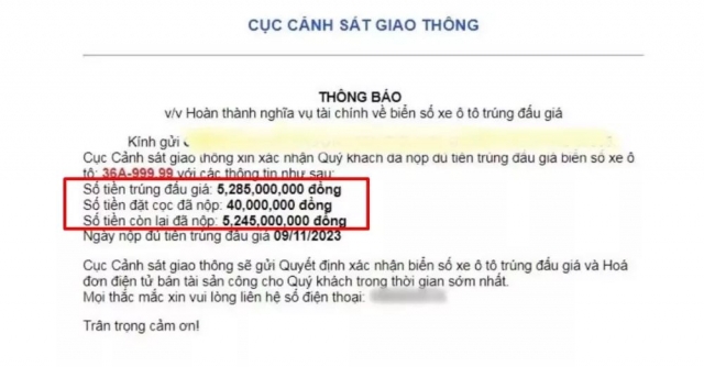Sau 1 lần lỡ hẹn, biển số ngũ quý 9 Thanh Hóa trúng đấu giá hơn 5 tỷ đồng đã được thanh toán đủ tiền 355628