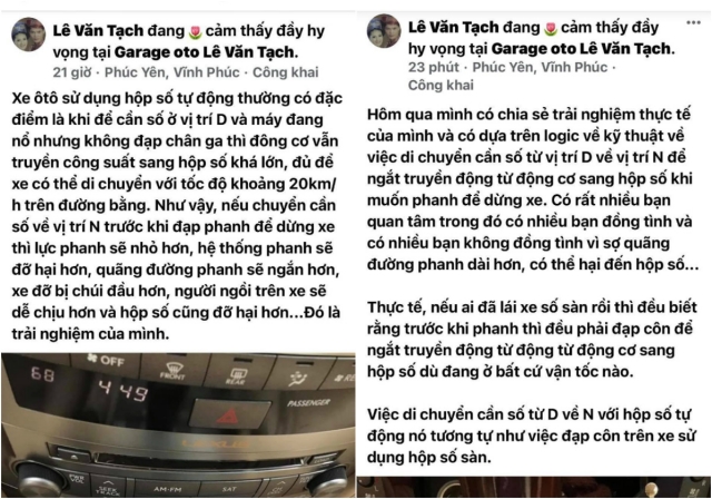 Kỹ sư Lê Văn Tạch chia sẻ trên Facebook cá nhân