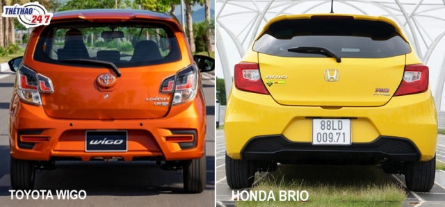 Đuôi xe Toyota Wigo và Honda Brio