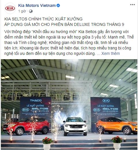 Kia Motor thông báo chính thức xuất xưởng mẫu xe Seltos và áp dụng giá bán tháng 9