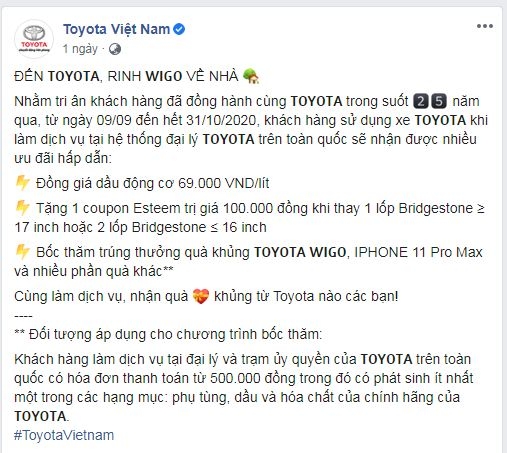 Toyota Việt Nam tung ưu đãi khủng lên tới 400 triệu đồng
