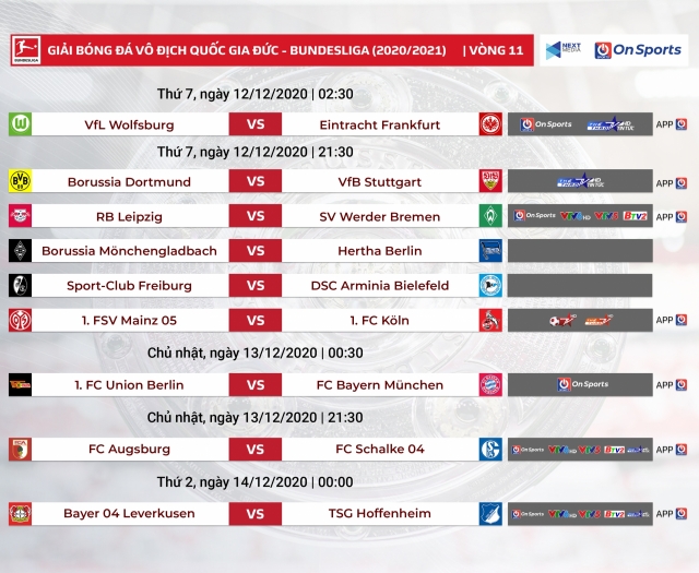 Lịch thi đấu, Bundesliga, lịch thi đấu Bundesliga