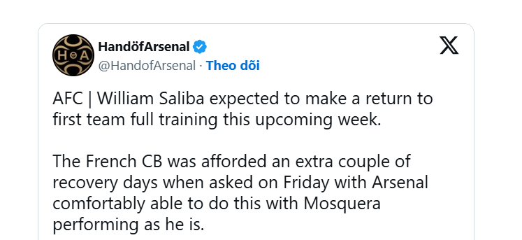 William Saliba báo tin vui cho Arsenal 705009