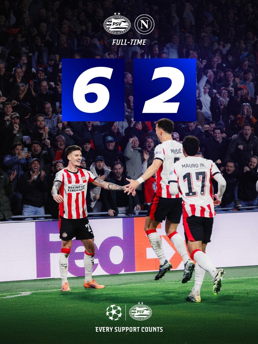 PSV ấn tượng hủy diệt Napoli với chiến thắng 6-0 5 Ngược dòng ấn tượng, PSV hủy diệt Napoli với 6 bàn thắng 726261