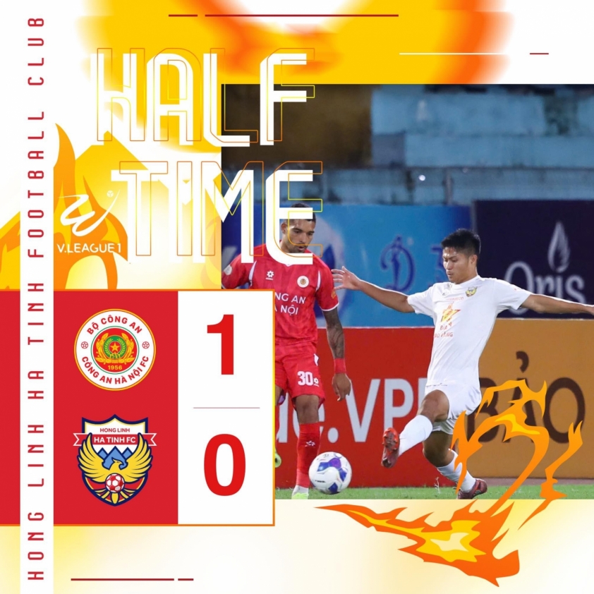 Trực tiếp CAHN 1-0 Hà Tĩnh: Hiệp 1 kết thúc