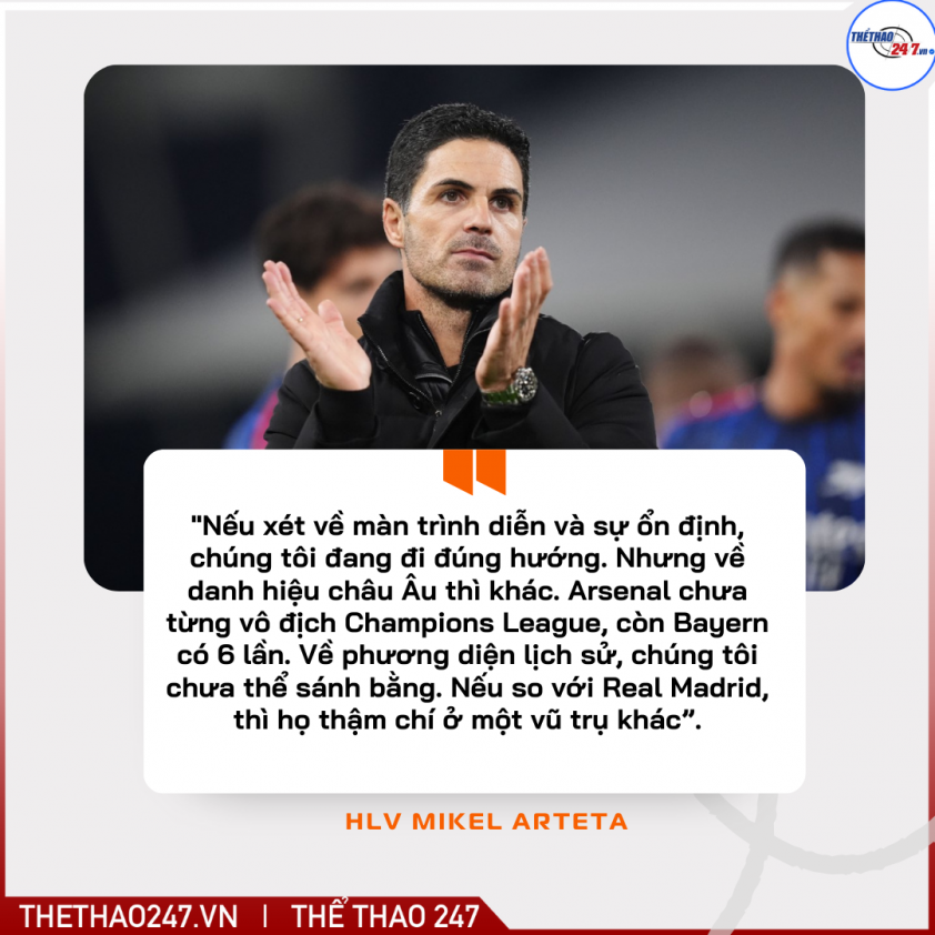 "Hạ Bayern Munich, Arsenal sắp tạo kỷ lục bất ngờ ở châu Âu!" 6 THETHAO247 QUOTE 1