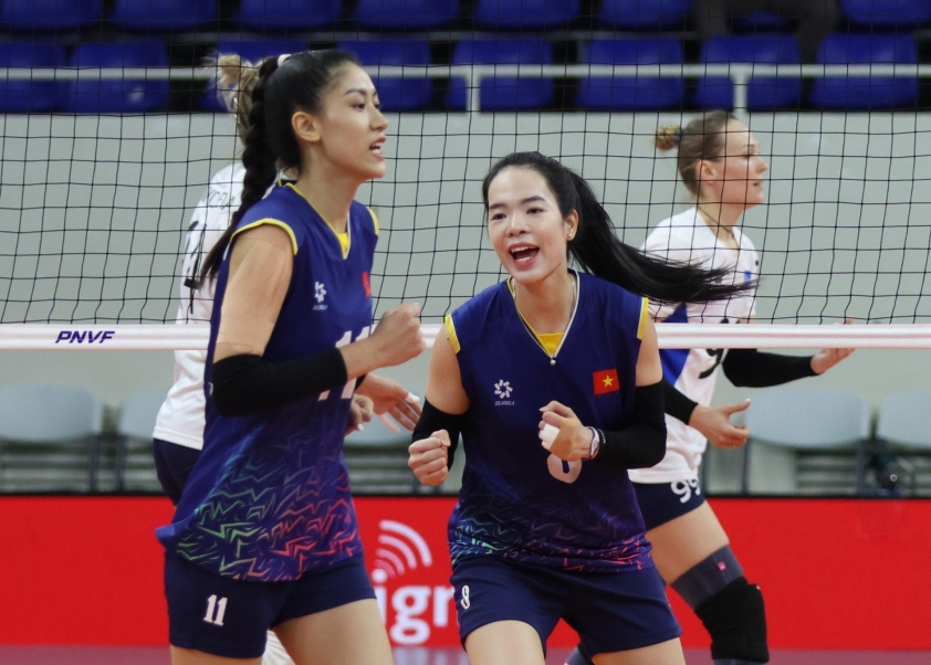 Áp đảo Kazakhstan, bóng chuyền nữ Việt Nam chắc suất vào bán kết AVC Challenge Cup 2024 468493