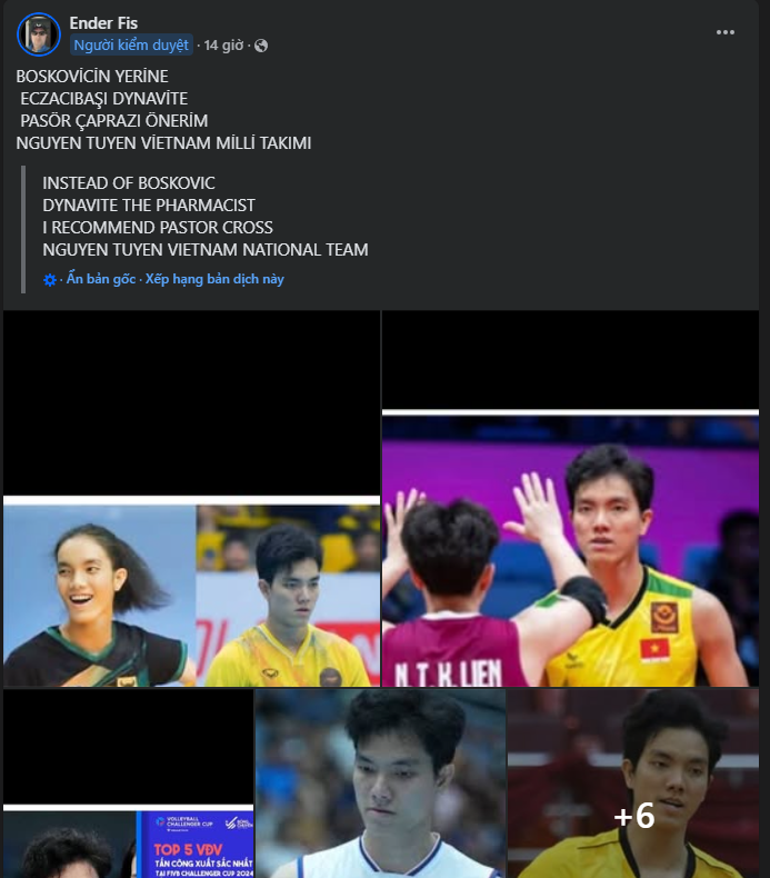 Bài đăng trong nhóm World of Volleyball International (Ảnh chụp màn hình)