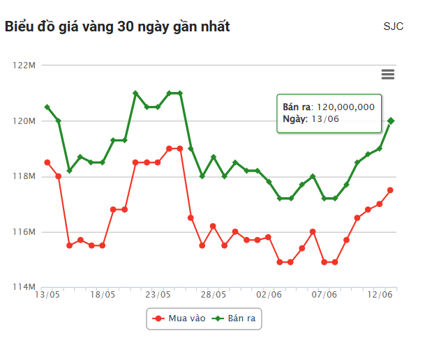 Giá vàng hôm nay tối 13/6: Neo ở mức 120 triệu đồng/lượng 649591