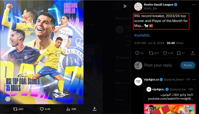 Ronaldo đoạt giải thưởng tại Ả Rập, được vinh danh số 1 lịch sử 476370