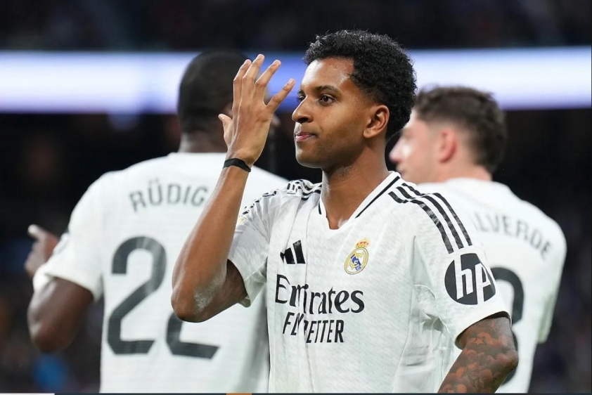 Rodrygo tỏa sáng với một cú đúp (Ảnh: Getty).