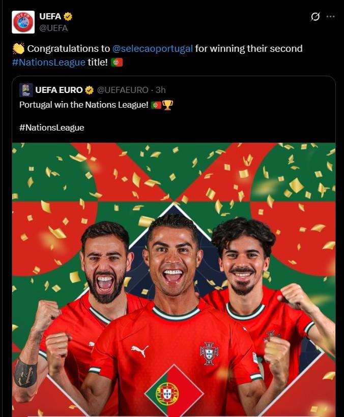 UEFA thốt lên 1 điều về Ronaldo và Bồ Đào Nha sau chức vô địch Nations League 646971