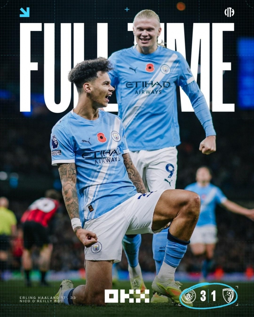 Trực tiếp Man City 3-1 Bournemouth: Lại là Haaland 733370