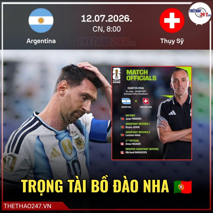 CHÍNH THỨC: FIFA chọn người Bồ Đào Nha phán quyết trận Argentina vs Thụy Sĩ 864853
