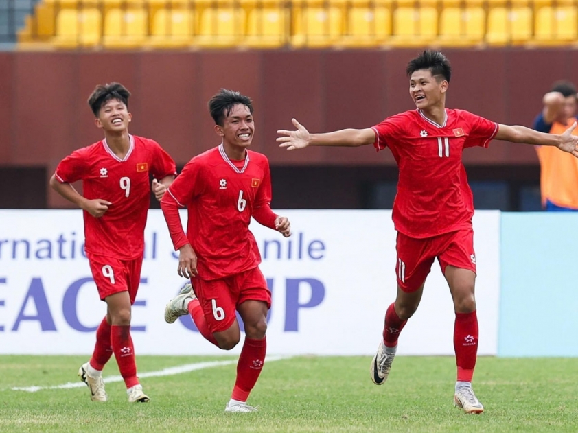 U16 Việt Nam quyết tâm tìm kiếm chiến thắng (Ảnh: Vietnamnet)