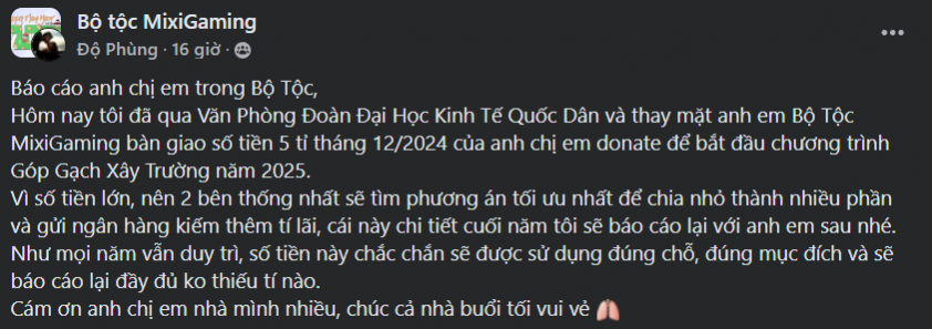 Độ Mixi quyên góp 5,5 tỷ làm từ thiện 583110