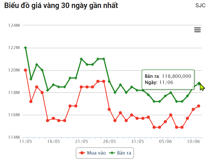 Giá vàng hôm nay chiều 11/6: SJC phủ sắc xanh, thị trường sôi động 648360