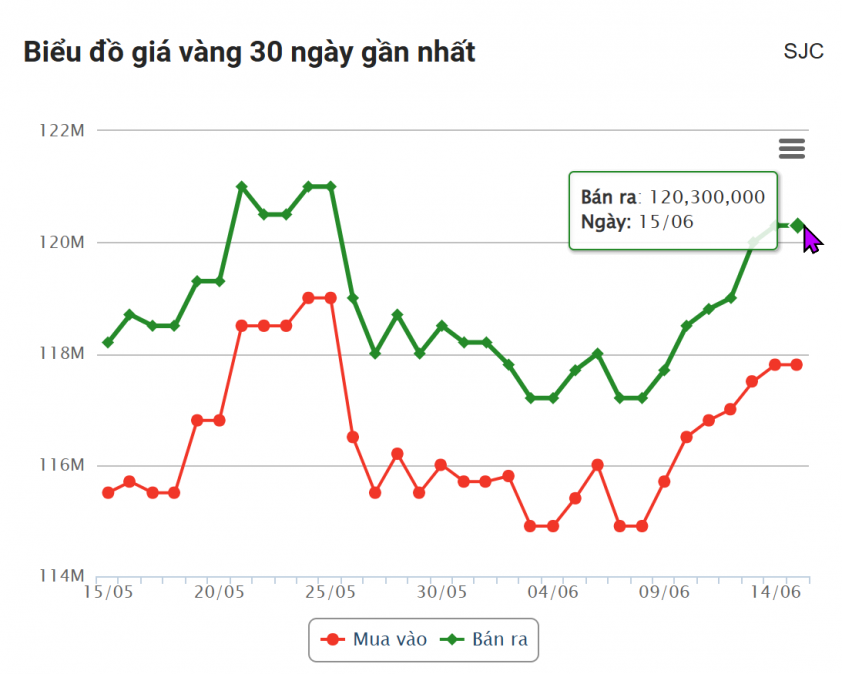 Giá vàng hôm nay chiều 15/6: SJC cao nhất kể từ đầu tháng 650257